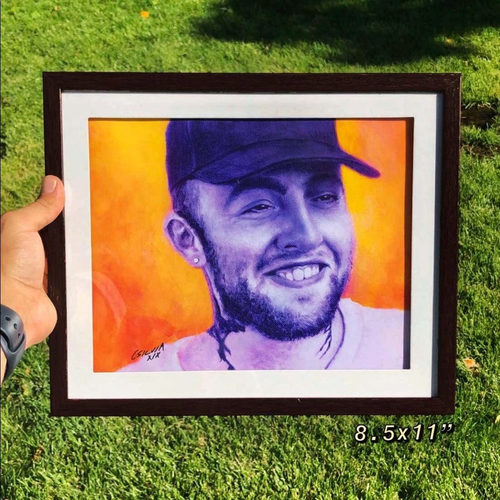 8.5x11” Mac Miller Framed print of my painting